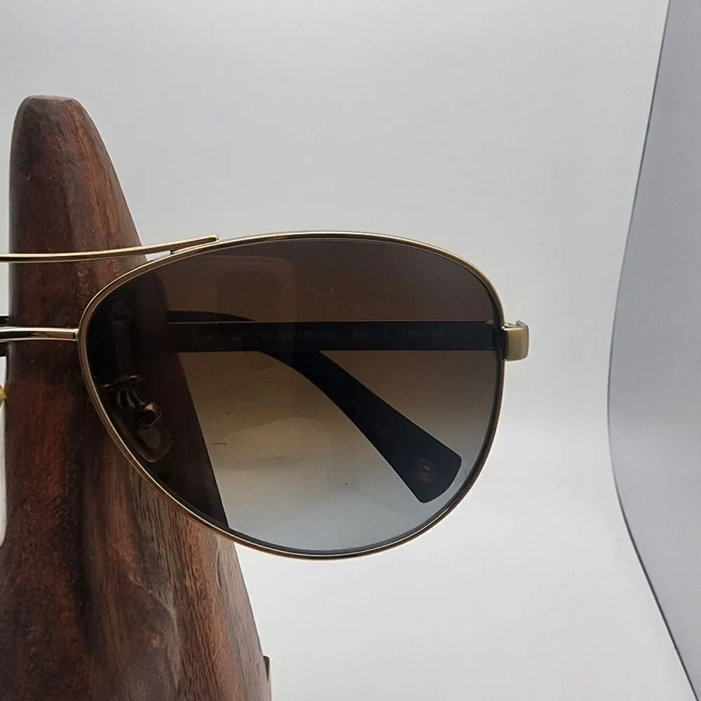 Coach Stefanie Gold & Brown Aviator Polarized Sunglasses